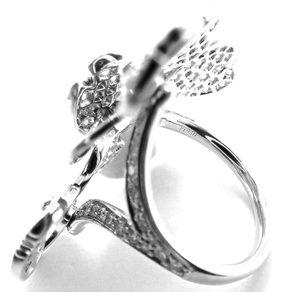 Authentic! Tiffany & Co Paper Flowers Platinum Diamond Large Ring - Picture 6 of 11